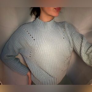 moon & madison Soft Knit Cowl Sweater in Light Blue